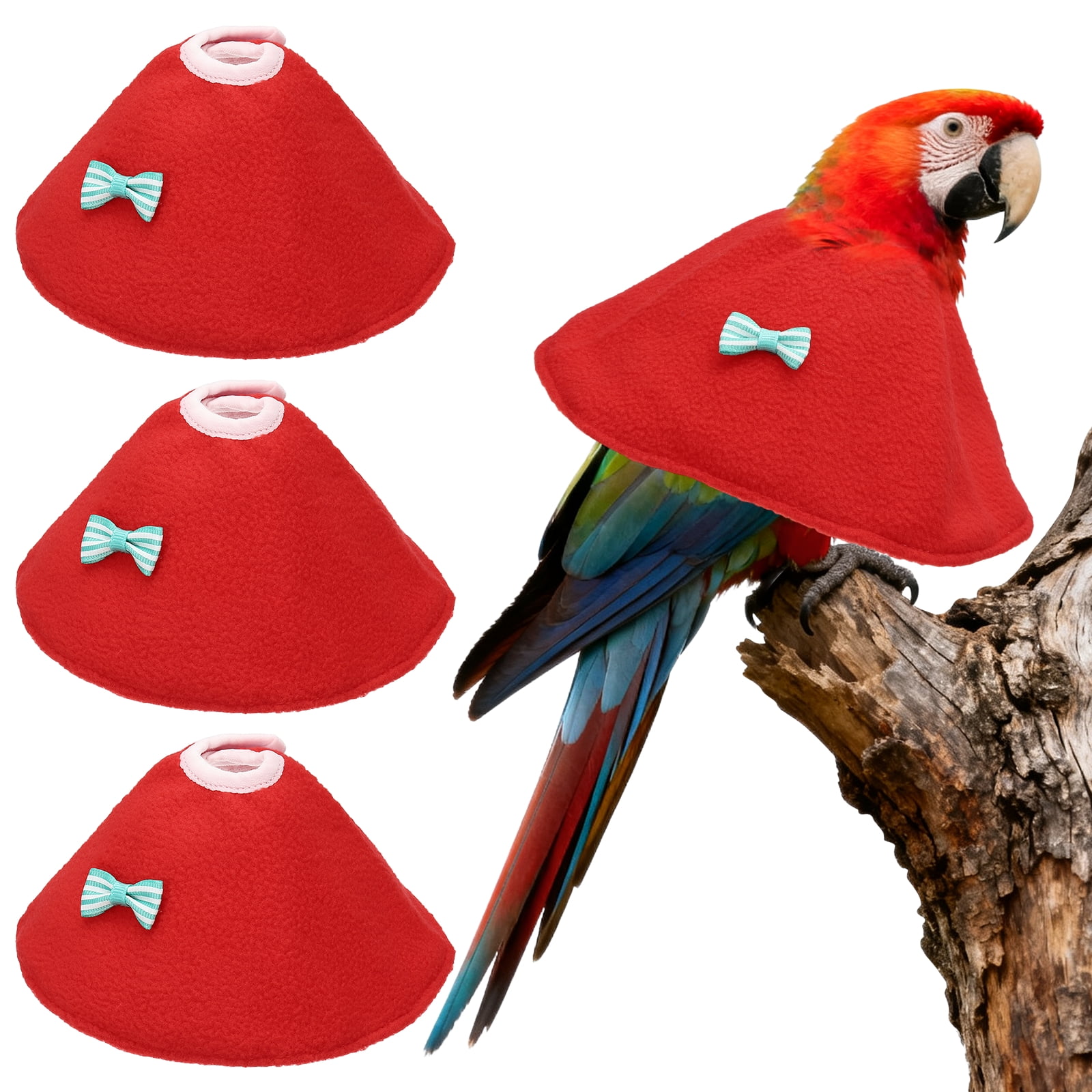 Collares para Aves Uxcell, Collar Cónico Protector de Recuperación, Conos Ajustables Suaves Anti-Mordeduras para el Cuello de Plumas (Rojo, L, 3 Piezas)