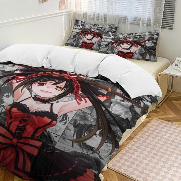 Juego De Cama De 3 Piezas Con Diseño De Anime Date A Live Ligero Y Cómodo