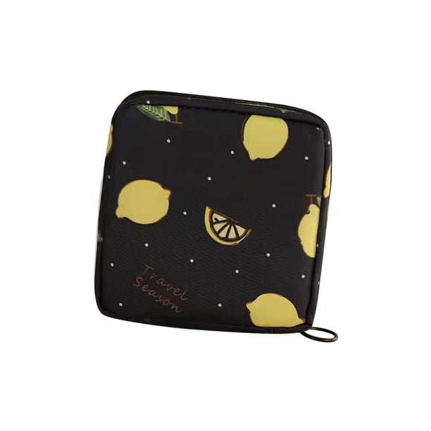 Bolsas de almacenamiento de servilletas sanitarias multipropósito Bolsas de período Pequeño organizador de maquillaje Encantador portátil para lápices Limón