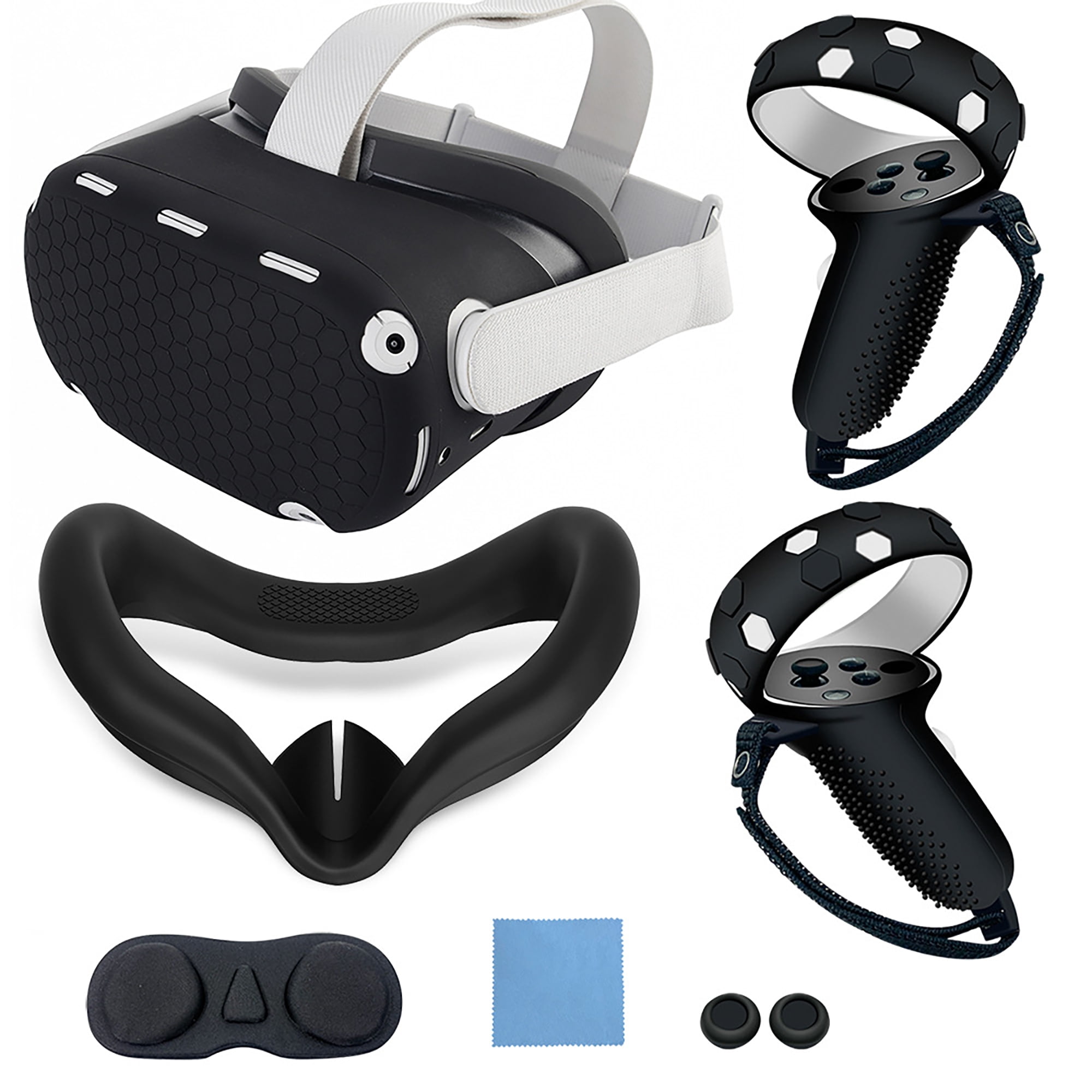 Genérico - Juego De Fundas De Silicona Para Quest 2, Funda Protectora De Vr Que Incluye Funda Frontal Y Funda De Agarre Para Controladores, Funda Para La Cara, Funda Protectora De Lentes