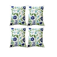 Genérico - Pack De 4 Fundas De Cojin Bordadas 45X45 Blanco 01