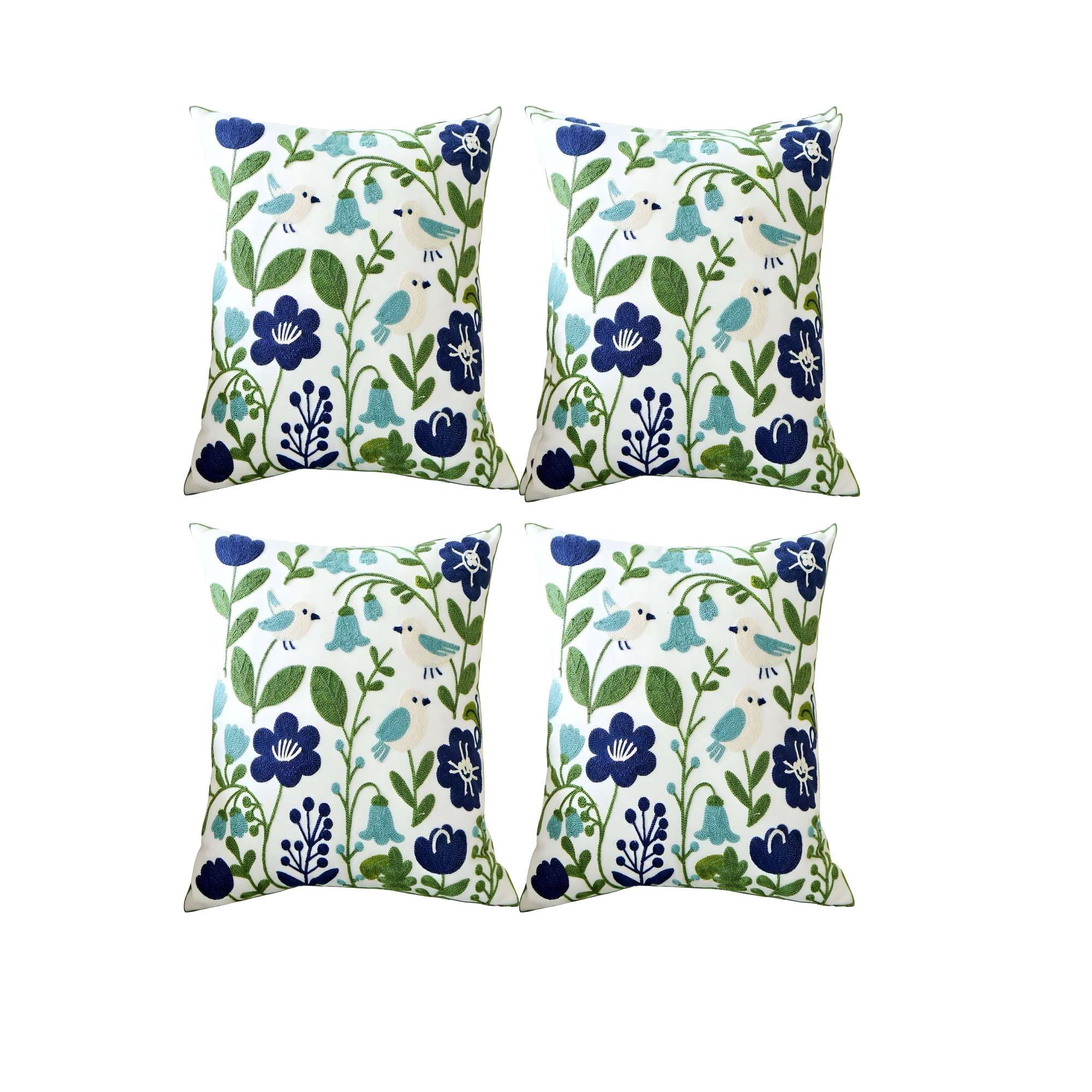 Genérico - Pack De 4 Fundas De Cojin Bordadas 45x45 Blanco 01