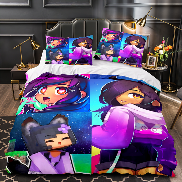 APHMAU Bedding Set Single Twin Full Queen King Size Kawaii Aphmau Bed Set Aldult Kid Bedroom Duvetcover Sets 3D Anime Bed Sheets