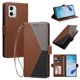 thumbnail image 2 of Cartera Plegable para Motorola Moto G73, PU Tricolor con Ranuras, Marrón, 2 of 6