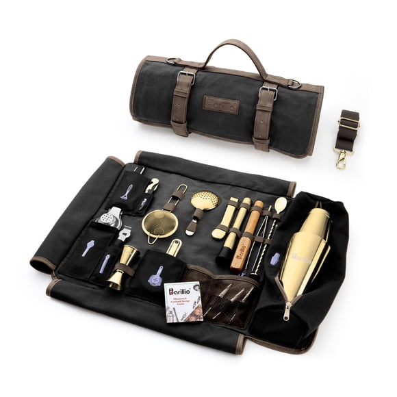 Set Para Bartender Bolsa Con Coctelera Dorada