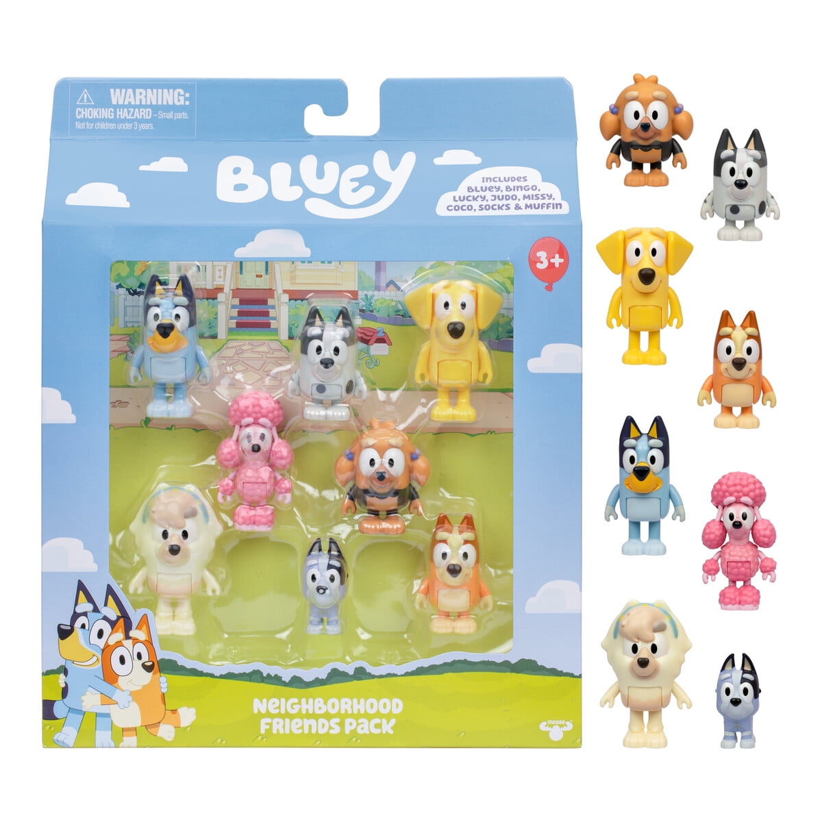 Pack 8 Figuras Articuladas Bluey Neighborhood Friends Moose Toys