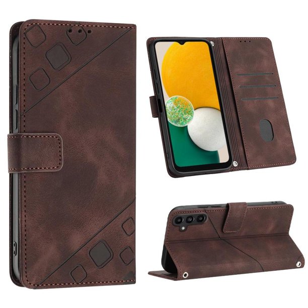 Funda Cartera para Samsung Galaxy A04 4G con Soporte y Ranuras, Resistente a Golpes y Rayones Marrón