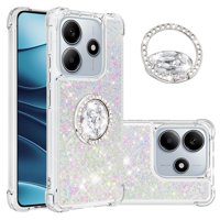 Foxdock Funda Glitter Líquida Para Xiaomi Redmi Note 14 4G Con Anillo Brillante, Tpu Antichoques Y Esquinas Reforzadas, Soporte