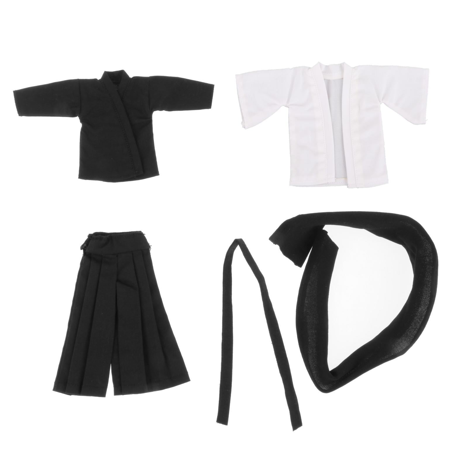 Magideal - 4 Piezas De Figura De Samurái A Escala 1/12, Disfraz De Abrigo De Figura Masculina, Accesorio De Vestir Para Muñecas De Cosplay, Con Bufanda Para Acce