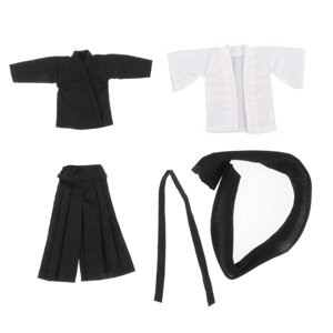 Magideal - 4 Piezas De Figura De Samurái A Escala 1/12, Disfraz De Abrigo De Figura Masculina, Accesorio De Vestir Para Muñecas De Cosplay, Con Bufanda Para Acce