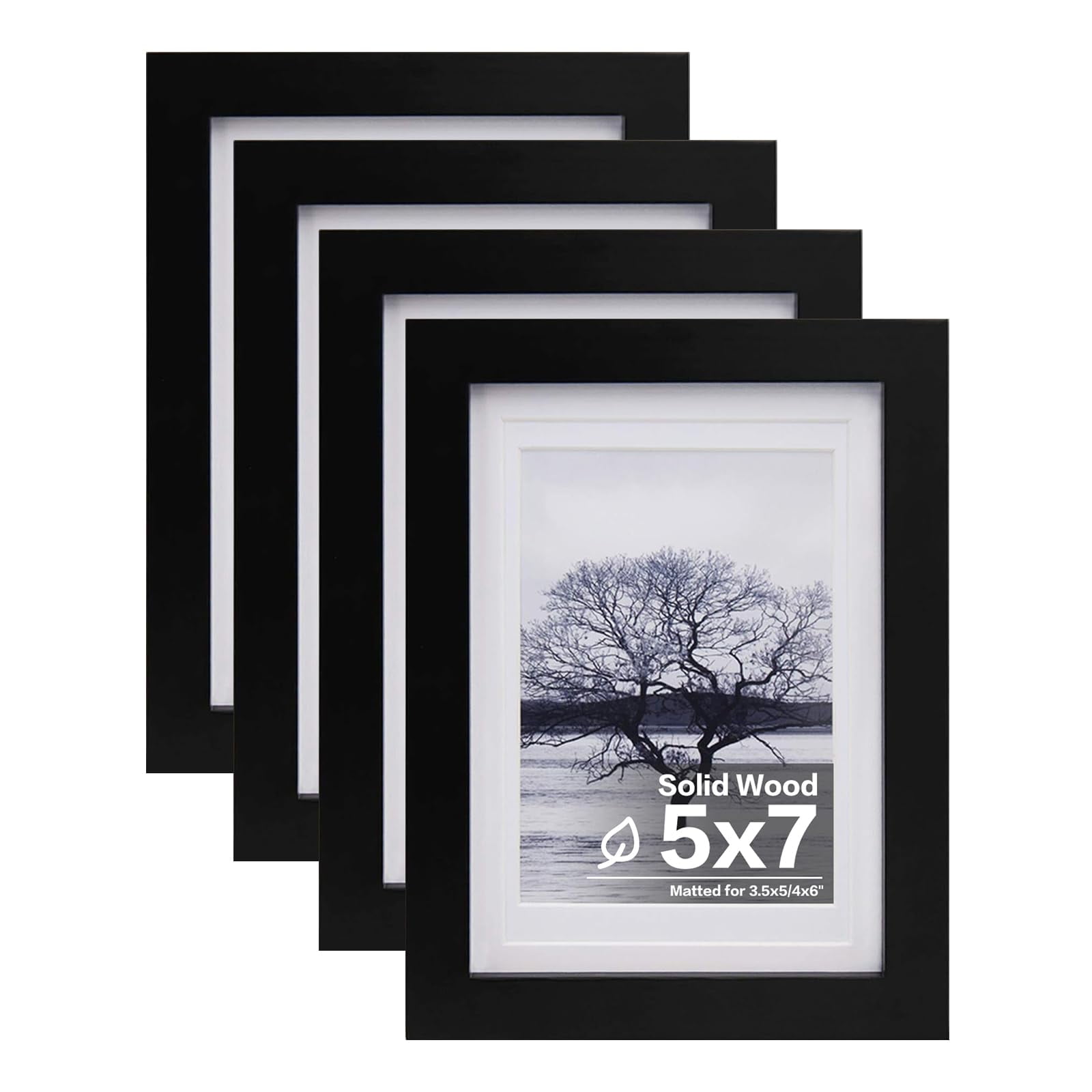 Set De 4 Marcos De Fotos Egofine De Madera Maciza, 5 X 7 Pulgadas, Color Blanco
