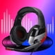 thumbnail image 2 of Auriculares para juegos, auriculares de computadora con cable luminoso, diseño ergonómico, cancelación de ruido, para PS4 (negro y rojo), 2 of 7
