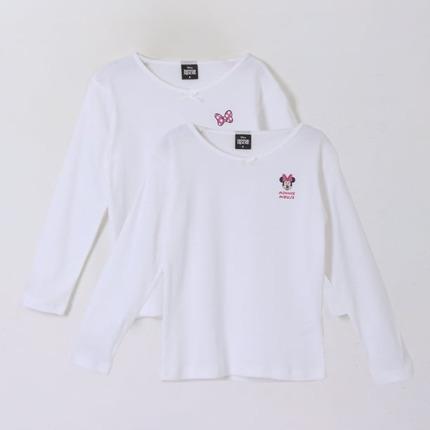 Bipack Camiseta Escolar Niña Manga Larga Blanco Minnie