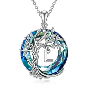 Collar Heshpaws Tree Of Life Con Inicial A-Z Azul