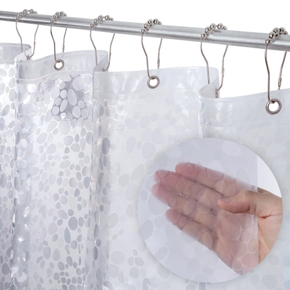 Cortina de Ducha LiBa 183 cm Transparente con Motivo de Piedras y Imanes