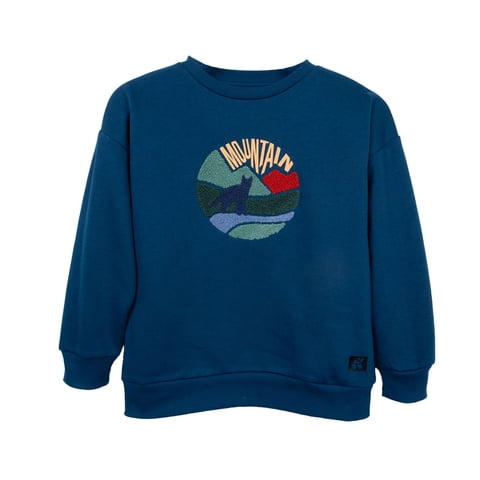 Pillin - Polerón Niño Cuello Redondo Estampado ""Mountain"" Azul