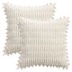 thumbnail image 1 of REGALWOVEN Fundas de Cojín de Pana Sólida Juego de 2 Textura de Cuadros Decorativos con Bordes de Pompones para Decoración del Hogar Beige 18" x 18", 1 of 7