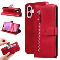 Gangxun - Funda Con Cremallera Para Iphone 16, Carcasa Cartera De Cuero Pu Con Soporte Y Tarjetero