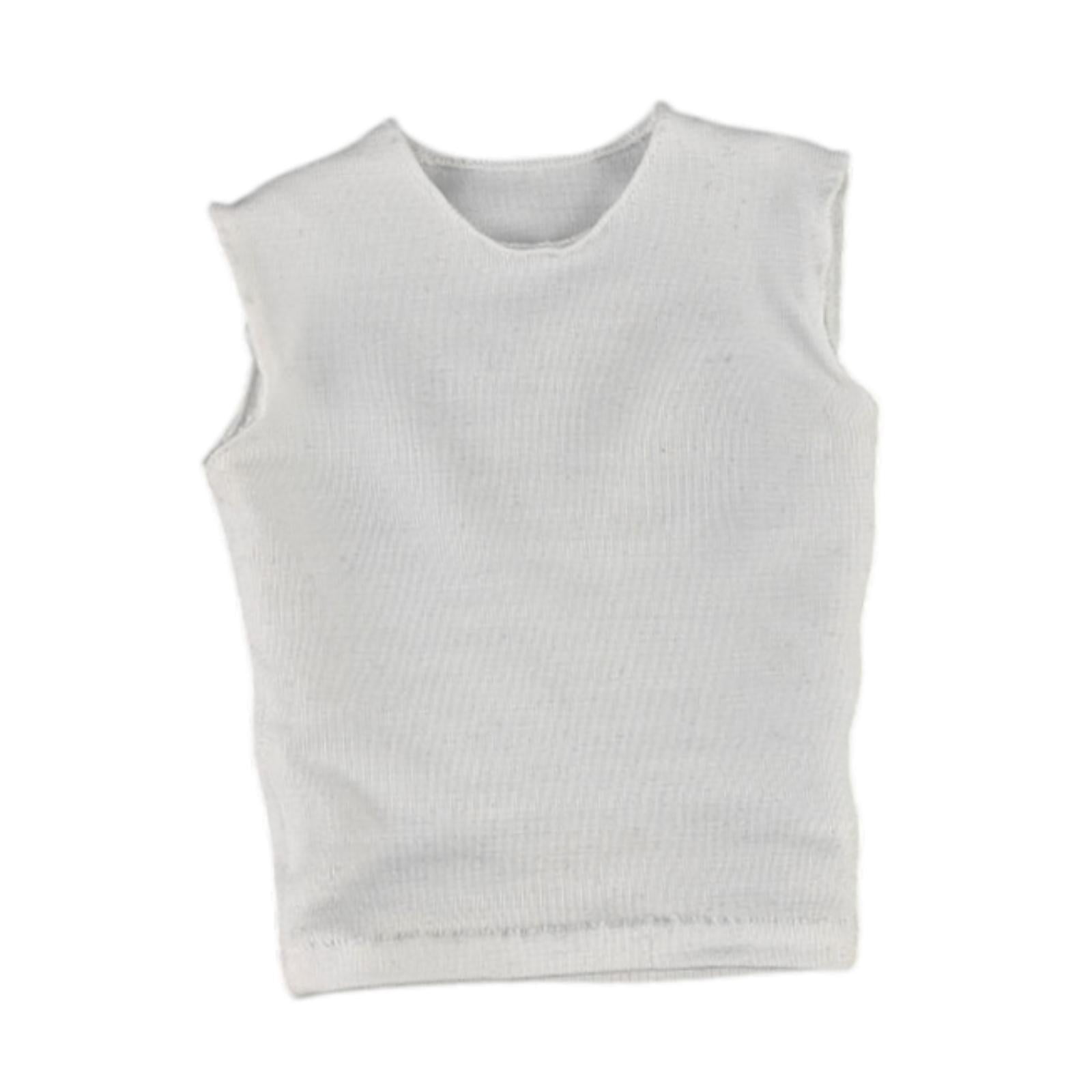 Magideal - Camiseta Sin Mangas Para Hombre, Chaleco A Escala 1/6, Ropa De Mini Muñeca De Moda De Manga Corta Para Figuras De Modelos De Muñecas De Vestir Accs De Blanco
