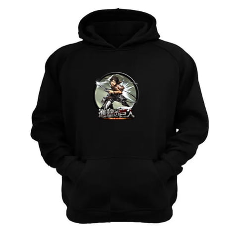 Genérico - Polerón Canguro Attack On Titan Negro Talla Xl Unisex