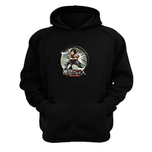 Polerón Canguro Attack On Titan Negro Talla L Unisex