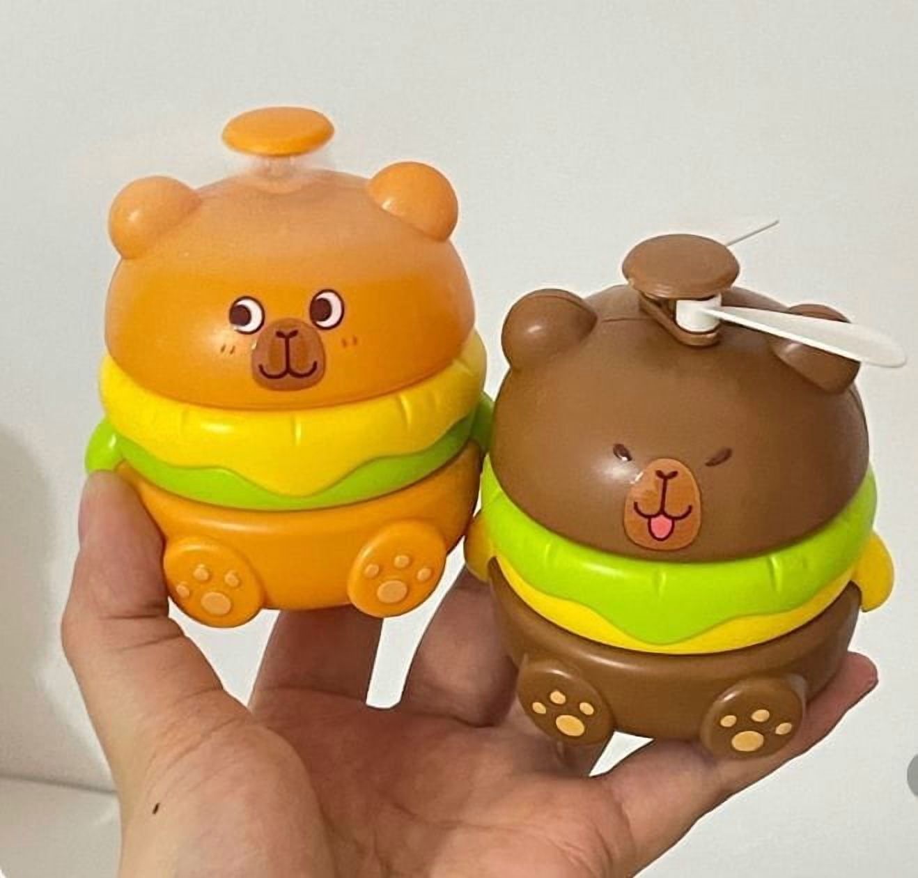 Casa Pagoda - Mini Ventilador Portátil Recargable En Forma Osito Hamburguesa Mt