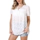 thumbnail image 2 of Tops de verano para mujeres con mangas cortas abullonadas, cuello en V, hueco, camiseta casual M blanca, 2 of 6