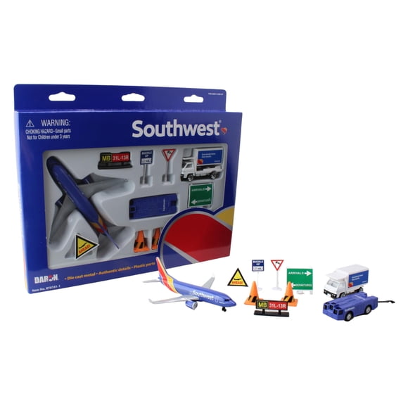 Playset Daron Southwest Airlines Airport con avión fundido a presión