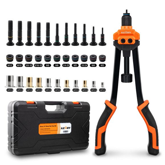 Kit de Herramientas para Tuercas Remachables Kerry 16" de Alta Resistencia 110 piezas