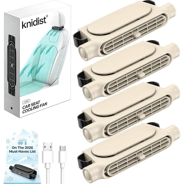 Ventilador asiento coche trasero USB recargable enfriamiento cuello 3 velocidades niños adultos