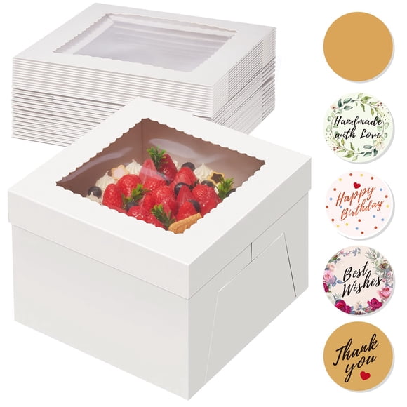 Cajas para tartas Kootek, 15 unidades, 25 x 25 x 20 cm, con ventana para tartas de varias capas