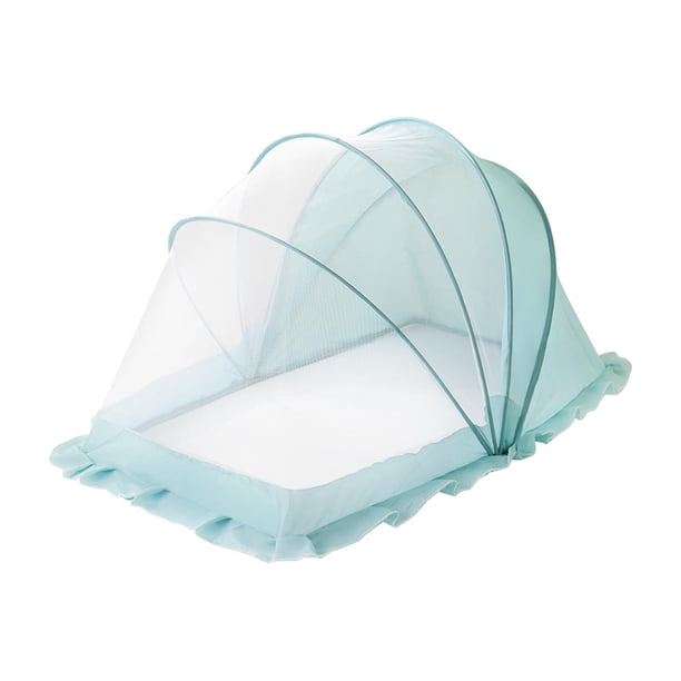 Cubierta de red para cuna multifunción visible suave fácil de usar cubierta de red portátil plegable para bebés para niños accesorios para bebés recié L azul