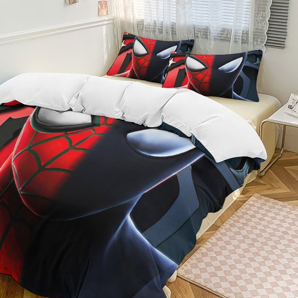 Spider-Man 3-Piece Twin Bed Set - Includes 1 Single Quilt And 2 Pillow Cases Bedding - Fade Resistant Microfiber - Spider