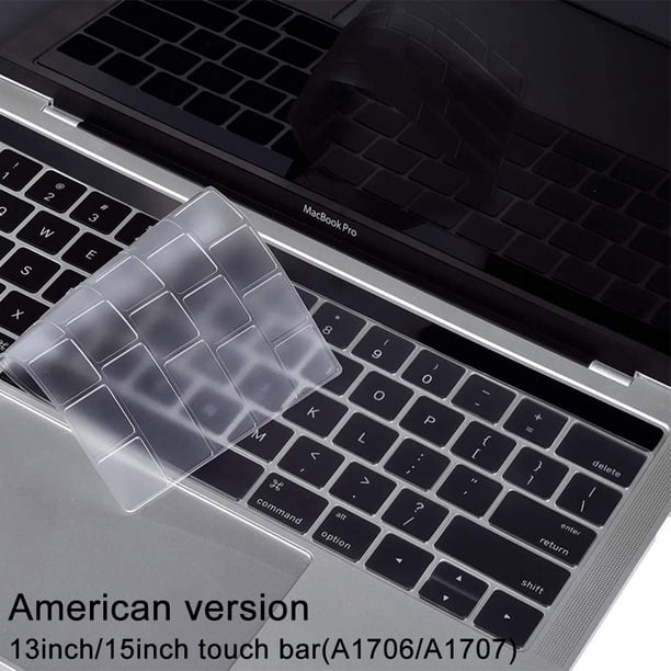 Protector de teclado ultrafino compatible con MacBook Pro con Touch Bar de 13/15 pulgadas (A1706/A1707) - Diseño estadounidense