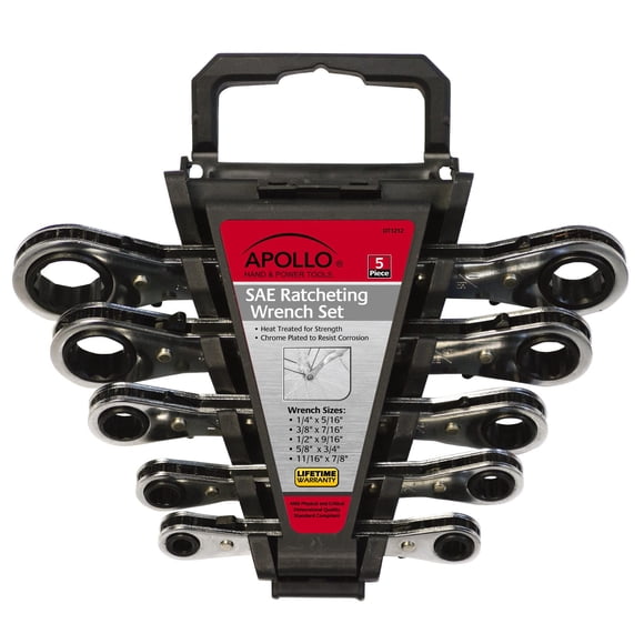 Juego de llaves de trinquete Apollo TOOLS, 5 piezas, acero SAE DT1212