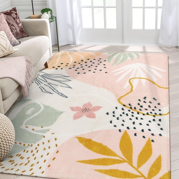 Alfombra Lahome rosa de 160 x 230 cm, lavable y antideslizante, para sala de estar