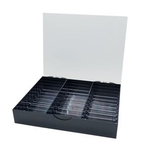 Ioensy - Caja De Almacenamiento Para Decoración De Uñas, Caja De Decoración De Uñas De 30 Celdas Para Salón De Uñas, Uñas Postizas, Color Negro