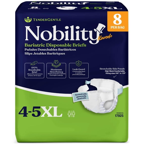 Pañales para adultos TenderGentle Bariatric 4-5 XL desechables x8