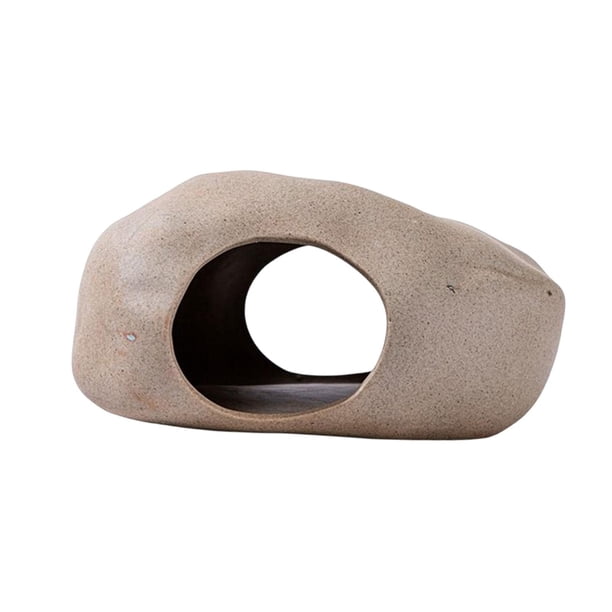 Forma de piedra Hámster Cueva Paisaje Cerámica Escondite Nido Jaula Critter Baño Mascotas Hábitat Casa para enanos Jerbos Chinchillas Ratones Erizos 17cmx12cmx8.3cm