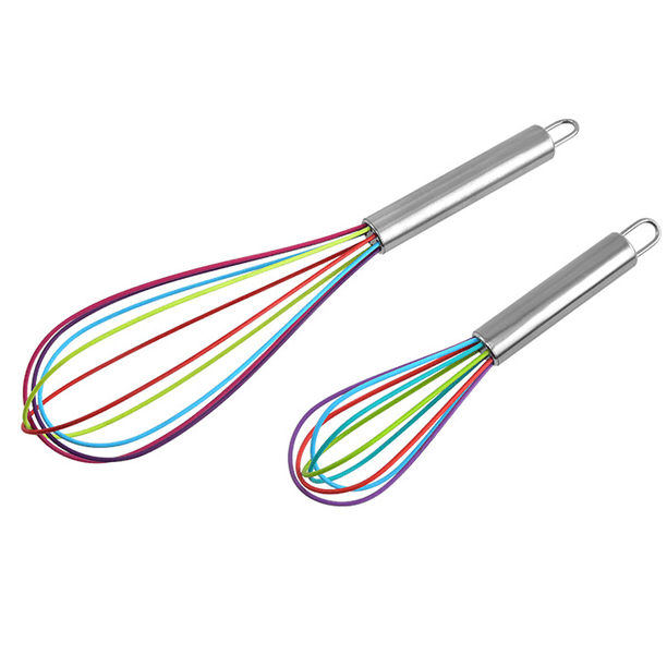 Batidores para cocinar, minibatidores de silicona, paquete de 2, batidor de huevos de globo de colores para mezclar, batir y batir