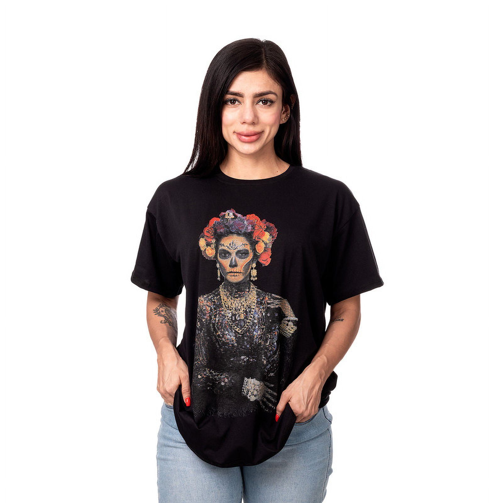 Sigel - Polera Mujer Oversize Estampado Katrina Negro Talla M