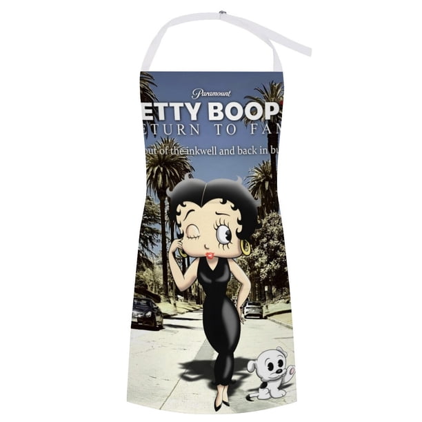 Betty Boop delantal temático para cocinar, esencial para el hogar, delantal de barbacoa/bufanda de cocina con bolsillos para hombres y mujeres, regalo para el hogar