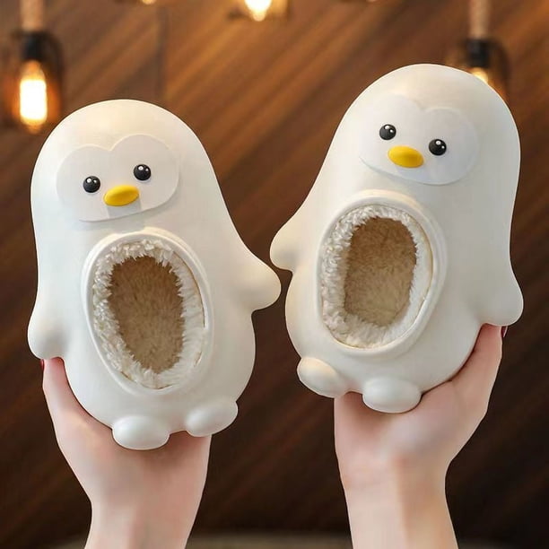 Kids Warm Waterproof Non-slip Cute Penguin Slippers Home Shoes Autumn Winter