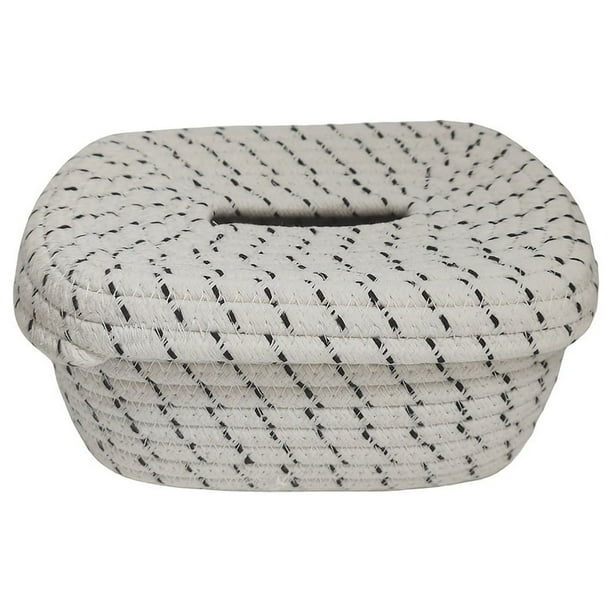 1pc Oval Cotton Rope Tissue Box - Small Storage Basket for Bedroom, Living Room, and Office - 8.27 x 6.5 x 4.14 inches