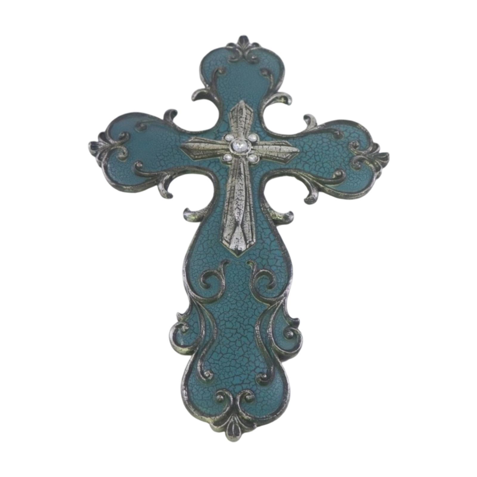 Bothyi - Escultura De Resina Con Forma De Cruz Para Decoración De Pared, Ideal Para Jardín, Hogar Y Sala De Estar, 20,5 X 29,5 Cm.