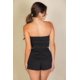 thumbnail image 3 of Conjunto De 2 Piezas De Top Y Shorts Sin Tirantes De Algodón Elástico De Color Liso Color Negro (para Mujer), 3 of 5