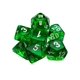 thumbnail image 1 of Dice Chessex, tamaño pequeño, verde translúcido, con números blancos, 10 mm, 1 of 2