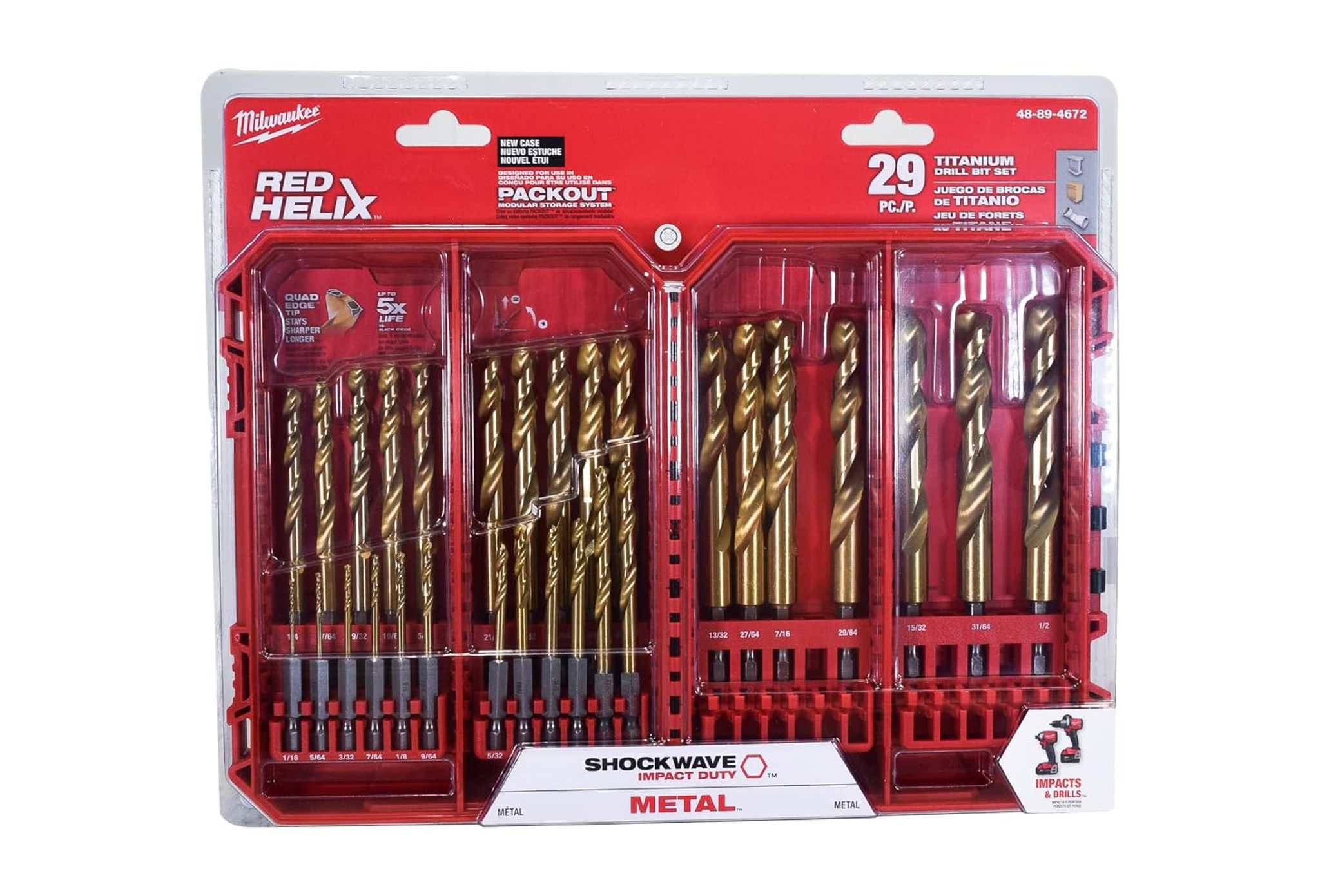 Juego De Brocas Milwaukee 48-89-4672 Impact Duty Titanium, 29 Unidades