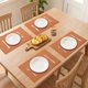 thumbnail image 3 of Juego de 6 elegantes manteles individuales de cuero para decoración de mesa de comedor de cocina - Resistentes al calor y elegantes manteles naranjas amarillos de 16.9x11.8 pulgadas, 3 of 6