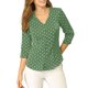 thumbnail image 5 of INSPIRE CHIC Blusa de Mujer para Regreso a Clases Cuello en V Mangas 3/4 Estampado de Corazones y Lunares Botones al Frente Verde Oliva XL, 5 of 6